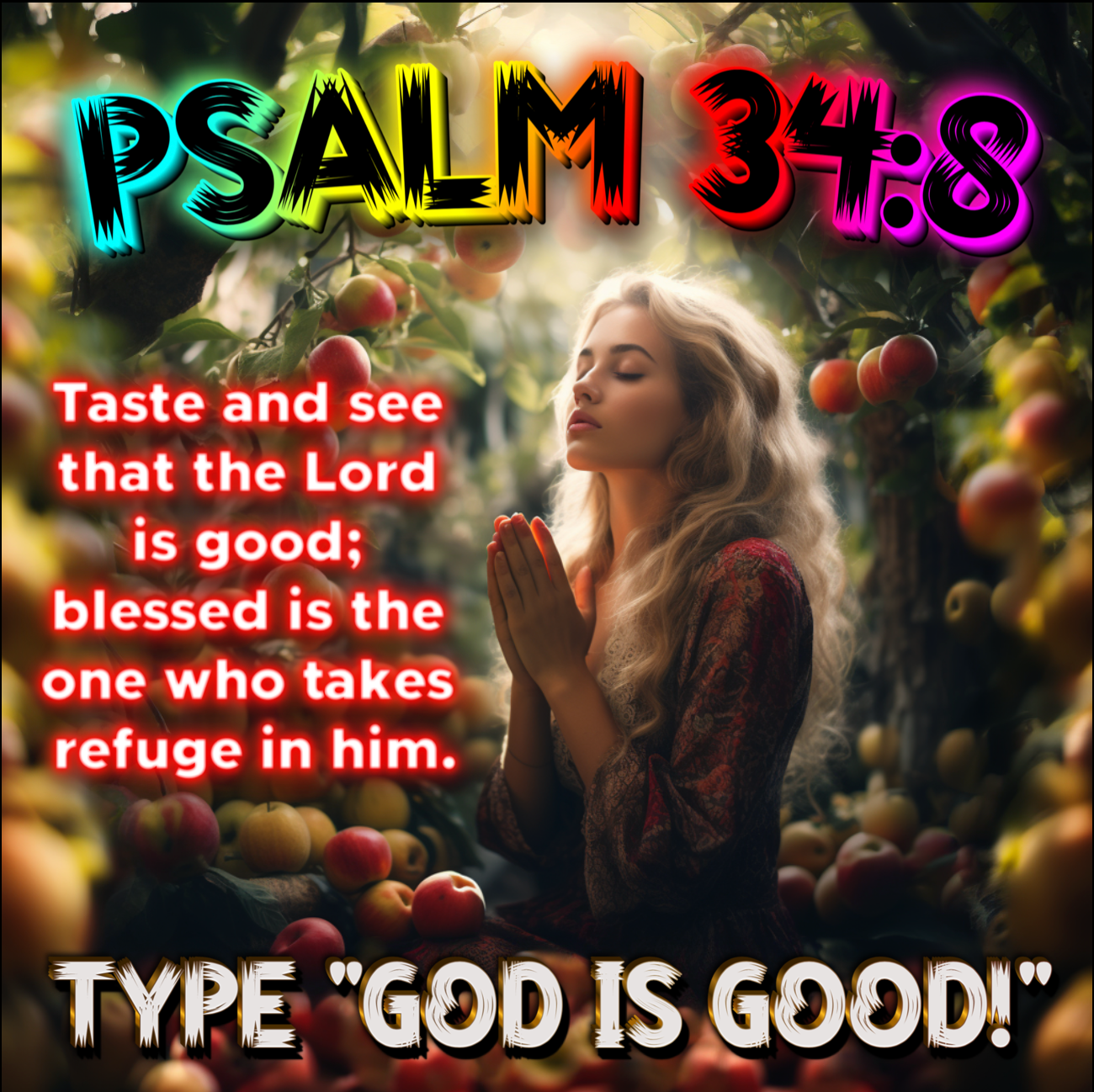 Psalm 34:8 Bible Verse Shirt. Taste and See the Lord is Good. 
